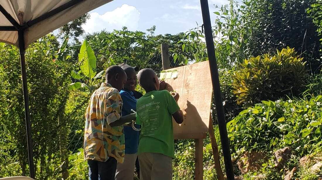 Young people learning together on the farm